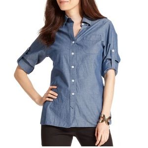 Ellen Tracy chambray button shirt